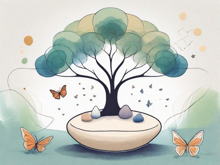 A serene environment with a small meditation cushion
