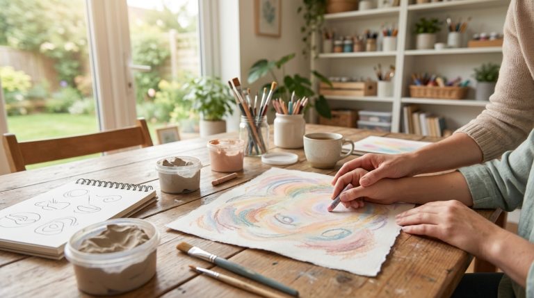 Women sitting at her desk drawing