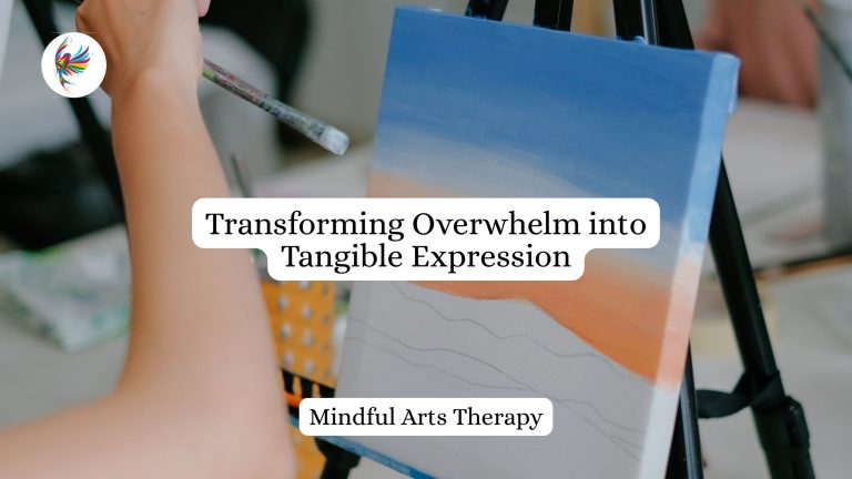 Women painting seascape - Transforming Overwhelm into Tangible Expression with Mindful Arts Therapy