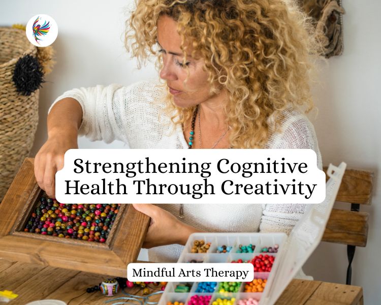 Woman creating art with beads for an article called: Strengthening Cognitive Health Through Creativity